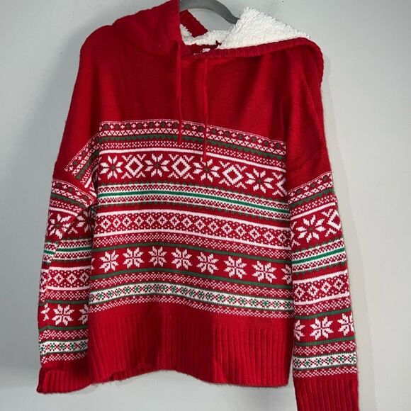 Holiday Snowflake Hooded Sweater - Picture 1 of 7